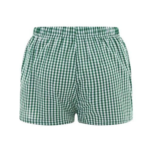 Image of Y2k Plaid Shorts Cute Baggy Ginghem Boxer Shorts for Women Checked Lounge Pajama Bottom Preppy Sleep Pj Shorts