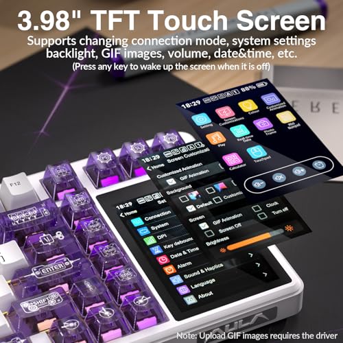 Image of Aula L99 Wireless Mechanical Keyboard with Smart Touch Screen,Tri-Mode Hot Swappable Custom Gaming Keyboard,RGB Backlit,PBT Keycap,Gasket Mount Creamy Sounding Computer Keyboards for Office PC,84 Keys