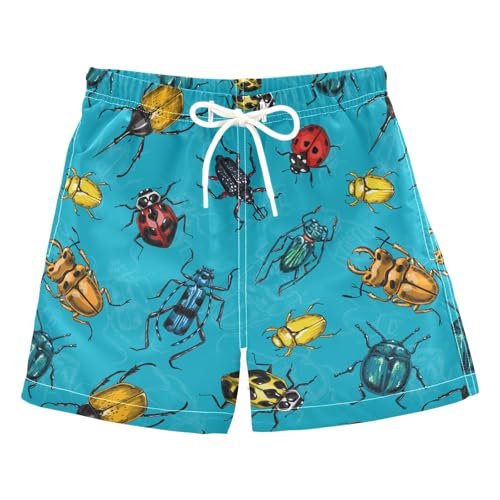 Boys Swim Trunks Quick Dry Beach Board Shorts Toddler Beetles Bugs Swimsuit Bathing Suits with Mesh Lining