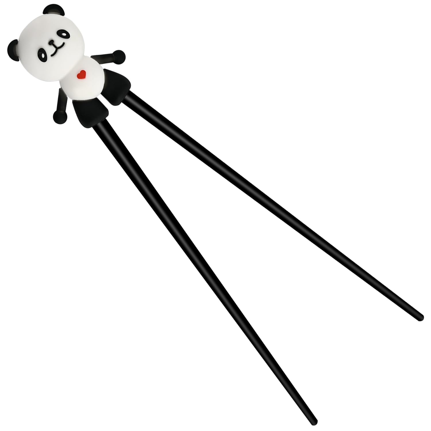Rebound Training Chopsticks with Black Panda Design, Reusable Non-Slip Beginner Chopsticks with Easy-Bounce Hinge, Heat-Resistant Training Chopsticks
