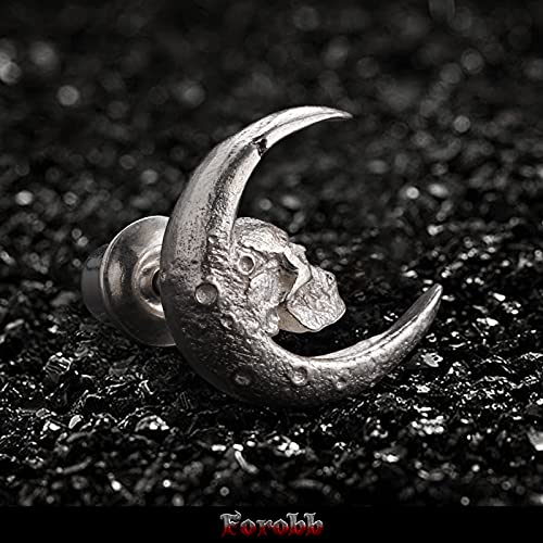 Skull Stud Earring 925 Sterling Silver Handcrafted Gothic Rock Punk Diablo Biker Retro [Moon 60087]4
