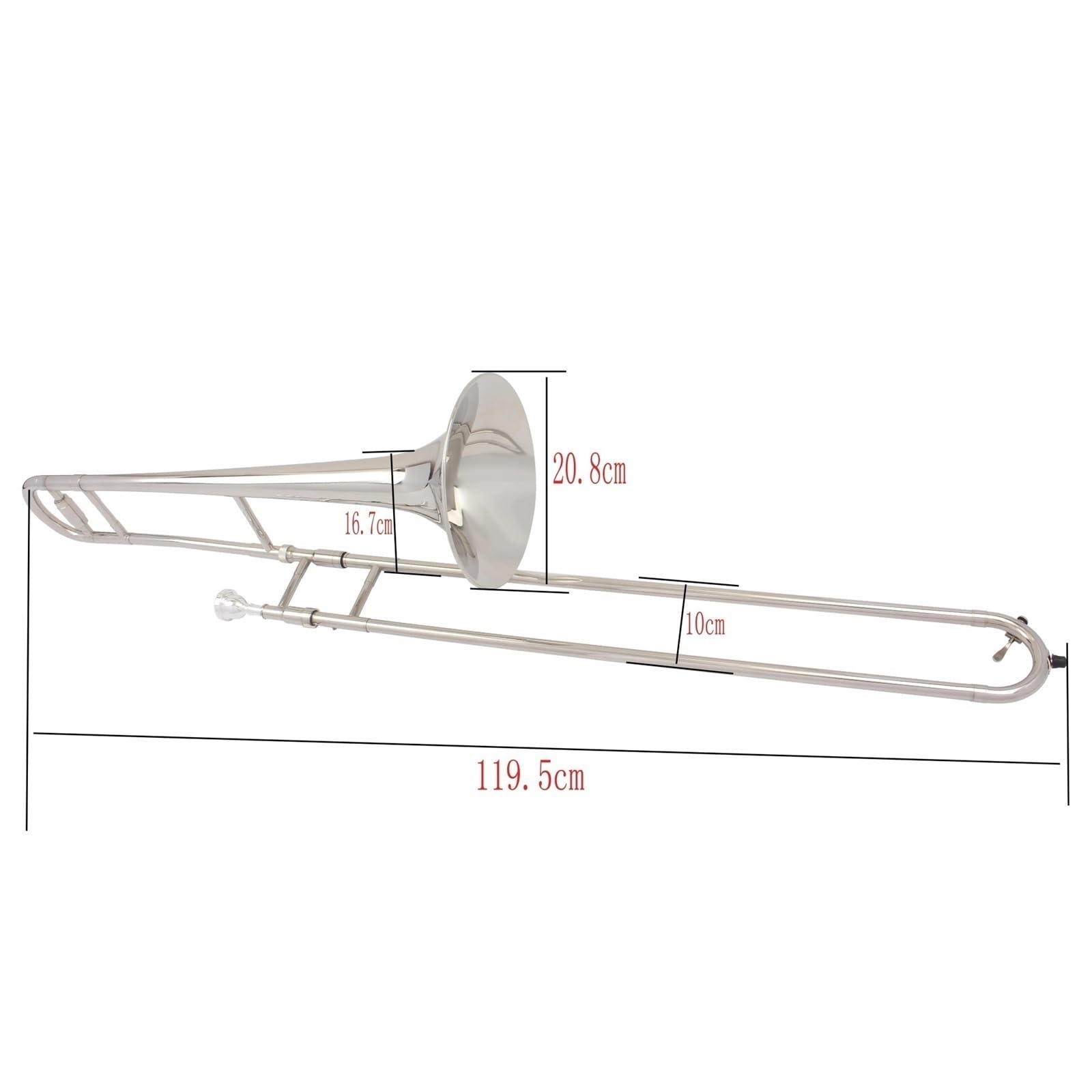 Standard Puzon Instrumenty Muzyczne Puzon Bb Lakierowany Srebrny Korpus Mosiężny Zestaw Altowy Z Torbą Do Przechowywania Akcesoria Pręt Tłumika(Trombone set)