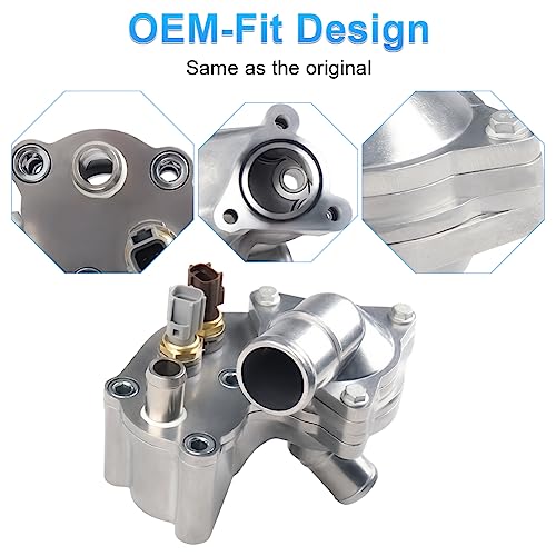 Image of 4L5E8A586AB Aluminum Thermostat Housing Compatible with 01-05 Ford Explorer | Compatible with 2001-2011 Ranger 2001-2008 Mazda B4000 2001 Mercury Mountaineer, Replace for SK121093 4L5E8594AA 4L5E8A586BB