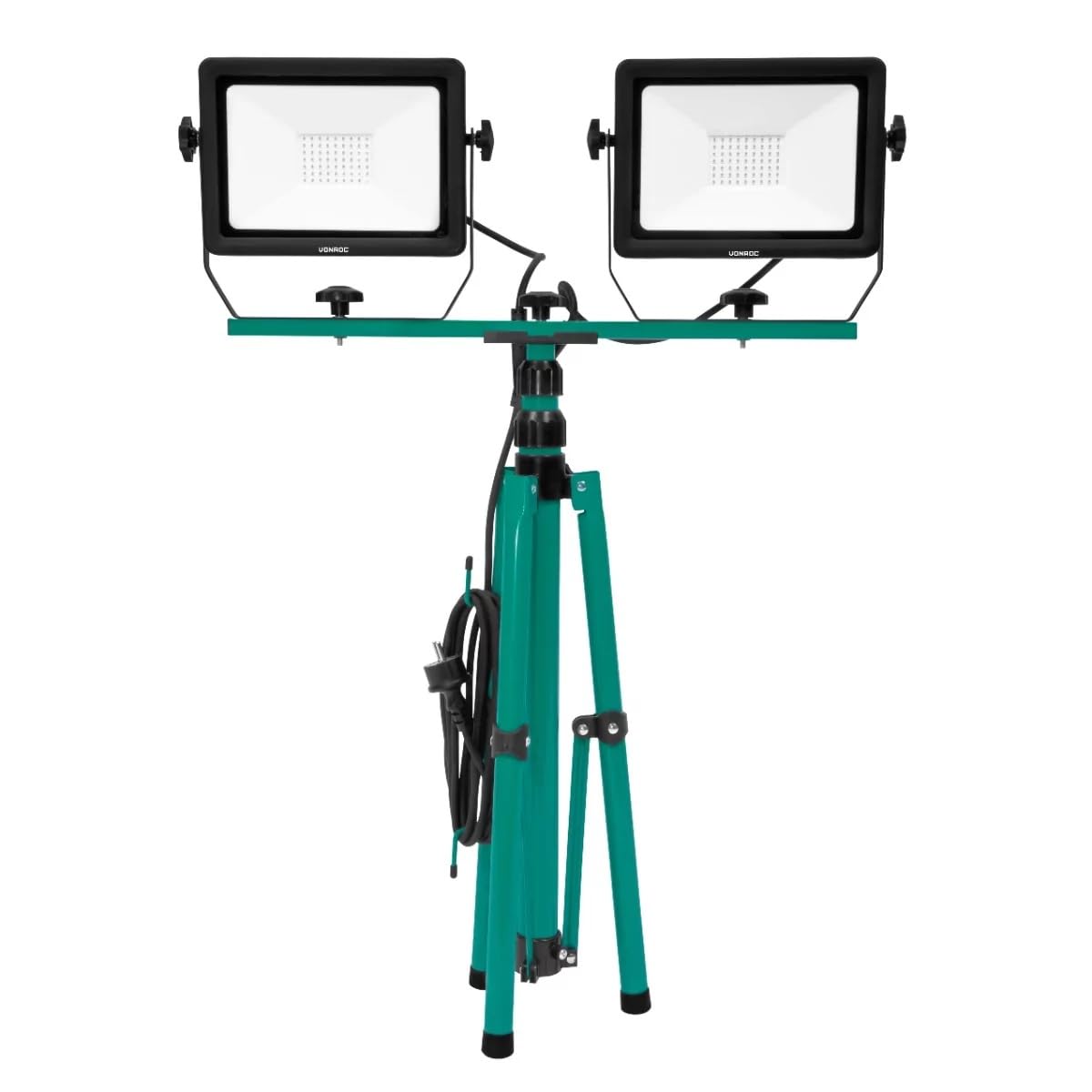 VONROC Baustrahler LED mit Stativ - LED Arbeitsstrahler höhenverstellbar [Einzeln Dreh- und Schwenkbar] Arbeitsleuchte für den Innenbereich [IP65 Schutz] (2x 50W)