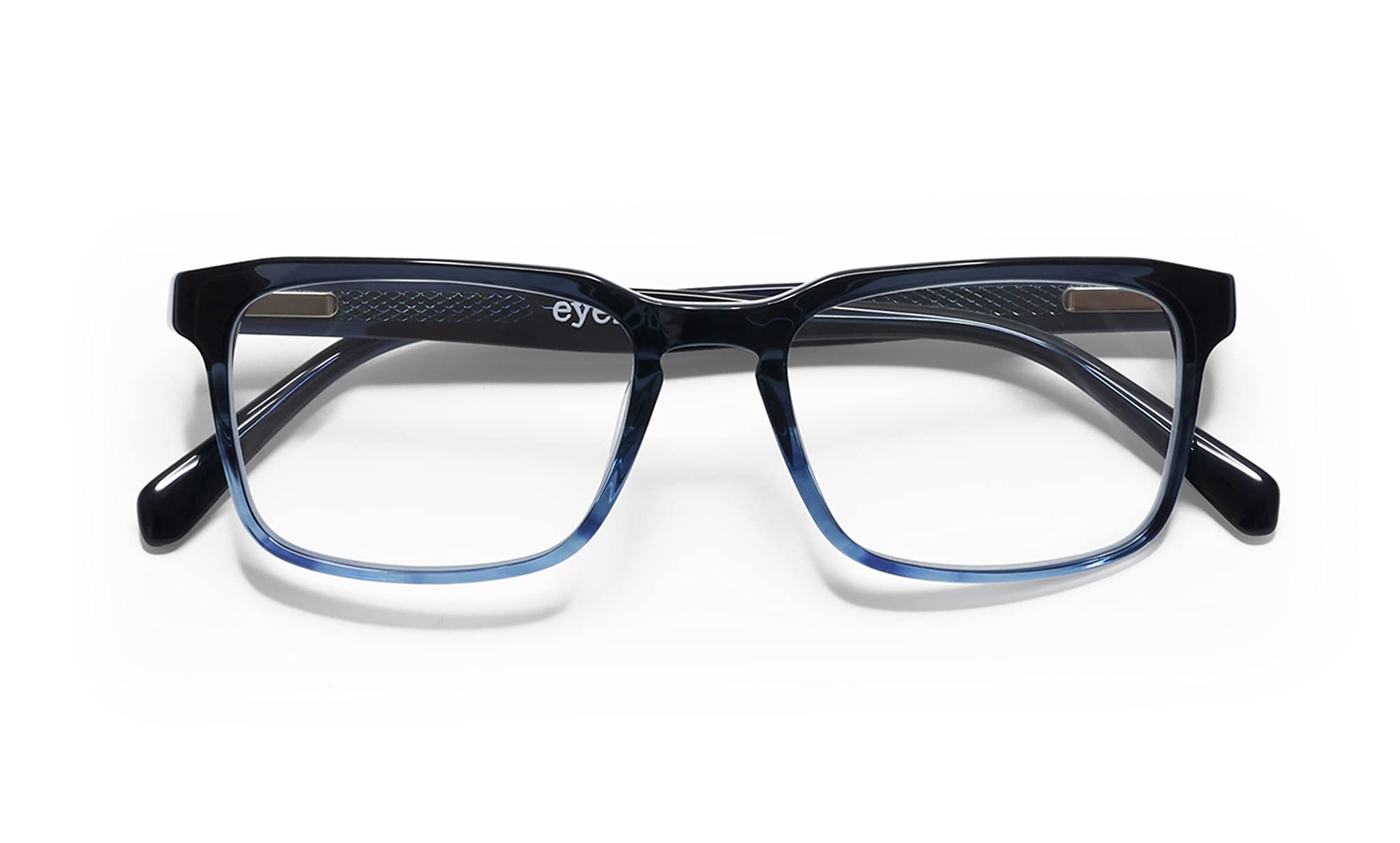 eyebobs Seymour Glass Premium Readers for Men | Rectangular Eye Glasses| Navy Fade Front and Temples | 0.00