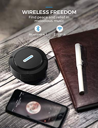 VicTsing SoundHot C6 Portable Bluetooth Speaker, Waterproof Bluetooth Speaker with 6H Playtime, Loud HD Sound, Shower Speaker with Suction Cup & Sturdy Hook, Compatible with iOS, Android, PC, Pad