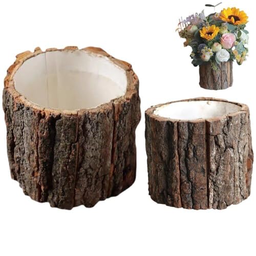 Simulation de pot de fleur en bois pour compositions florales