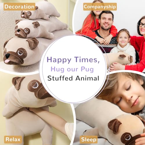 Zpiuu 001 Weighted Pug Stuffed Animals, 20 Inch 3 Lbs Big And Cute Pug Stuffed Animal, French Bulldog Weighted Plush Pillow Toys thumb #6