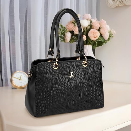Image of Mochi Women Black Casual PVC Soft Body Zipper closure Solid Satchels with 1 Pocket and 3 compartments