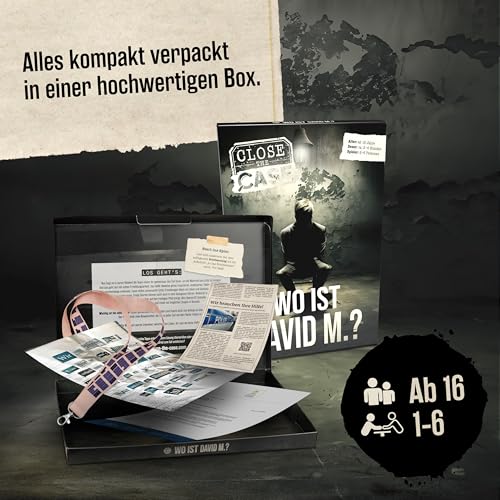 Stadtkrimis Exit Escape Stadtführung Close The Case: Wo ist David M.? – Spannendes Detektivspiel für Erwachsene mit realistischen Beweisen & packender Story – Rätselspiel für 2-6 Spieler, ab 16 Jahren