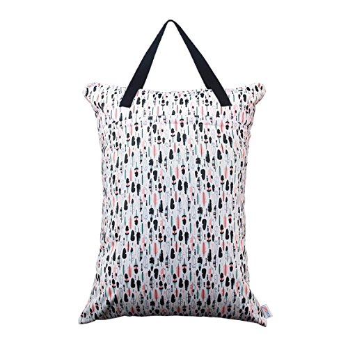 ALVABABY Large Wet Dry Bag Waterproof Hanging Cloth Diaper with Double Zippered Pockets 25x18 inches Laundry Bag HL-H001