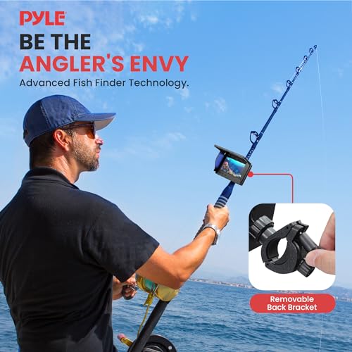 Image of Pyle 4.3 inch Portable Underwater Fishing Camera with TFT LCD Monitor, 1000TVL IP68 Waterproof Camera, 12 Infrared Lights, Rechargeable Battery, Carrying Case & Sunshield for Ice and Sea Fishing