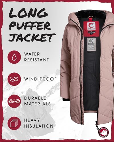 CANADA WEATHER GEAR Women's Puffer Jacket with Hood and Faux Fur Trim - Cozy Long Winter Coats for Women (S-XL)2