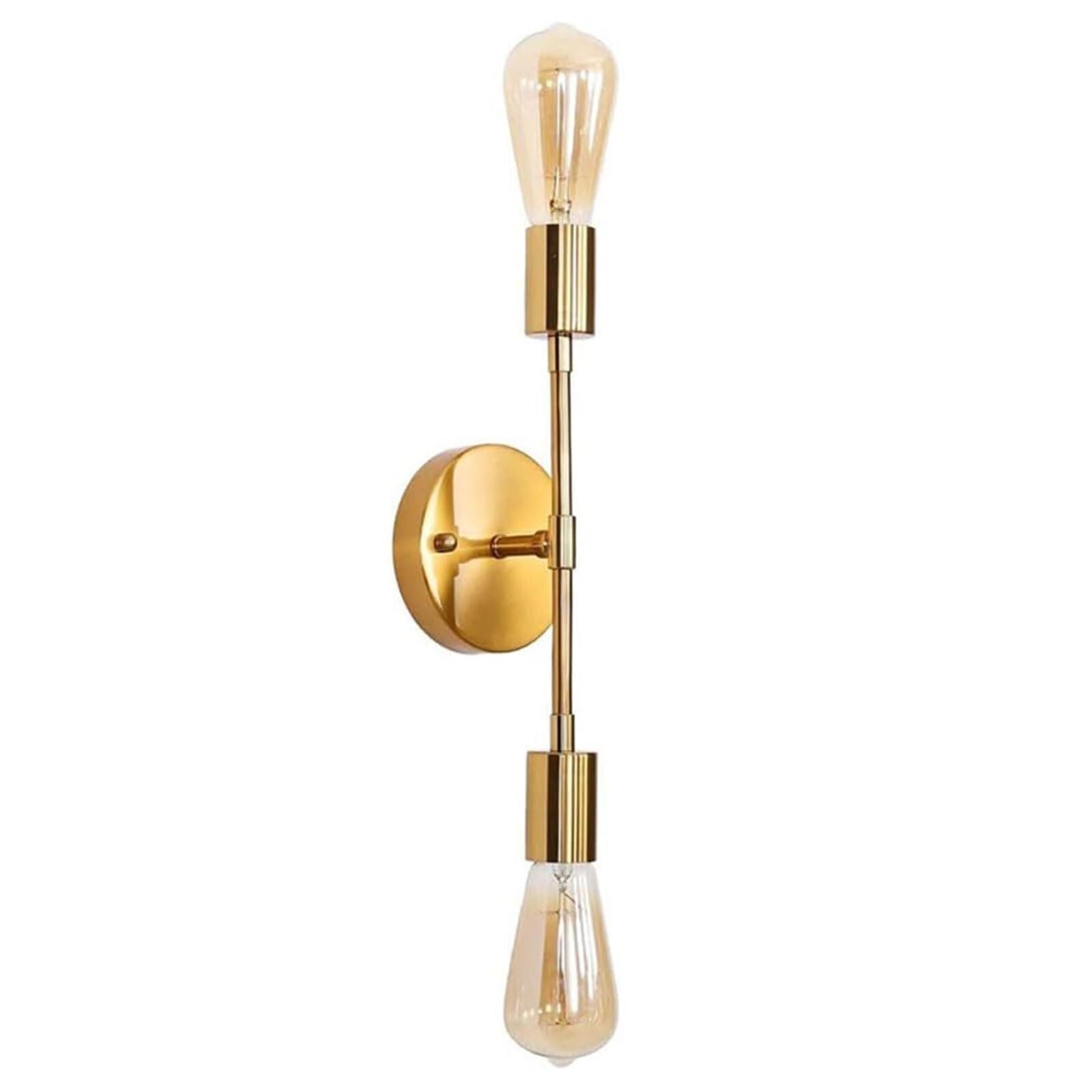 Hertl Wall Light Double Head Wall Lamp American Style Entrance Industrial Wind Wall Lamp for Bedroom Bedside Study 1 Pack / 2 Packs (Color : Gold, Size : 1 Pack)