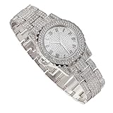 richhut Orologio con Diamanti per Uomo Iced Out Quadrante Rotondo Largo 39MM Cinturino 22,5cm Placcato in Oro Bianco Platino, Regalo per Fidanzato Marito