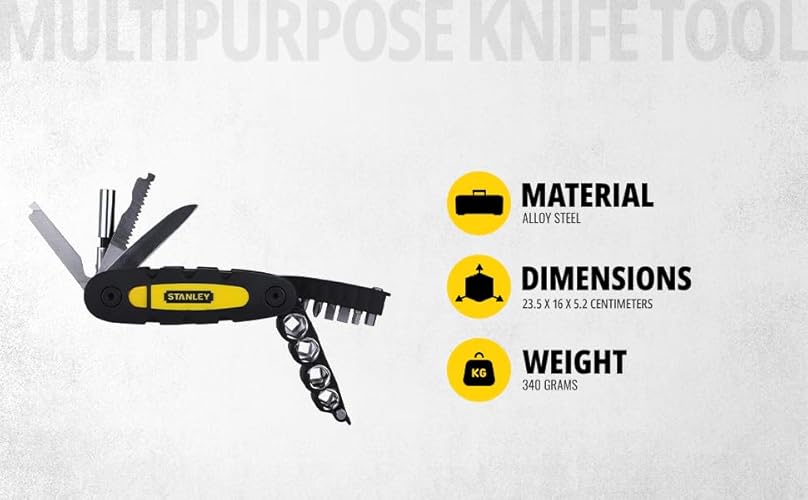 Bild 1 - Stanley 14-in-1 Multifunktionswerkzeug (enthält Steckschlüssel, Bits, Messerklinge, Feile, Säge und Flaschenöffner, kompaktes Klappdesign, leichte Auswahl des benötigten Werkzeugs) STHT0-70695