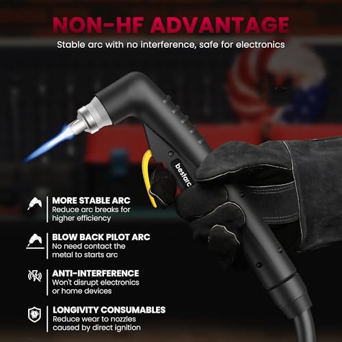 Image of Bestarc Plasma Cutter, [Blow Back Pilot Arc][Large LED][Air Sensor] 55A Non-HF Plasma Cutter Machine 110V /220V Dual Voltage, 5 /8 inch Clean Cut 4 /5 inch Max Cut, Post Flow, 2T /4T for Beginners DIY