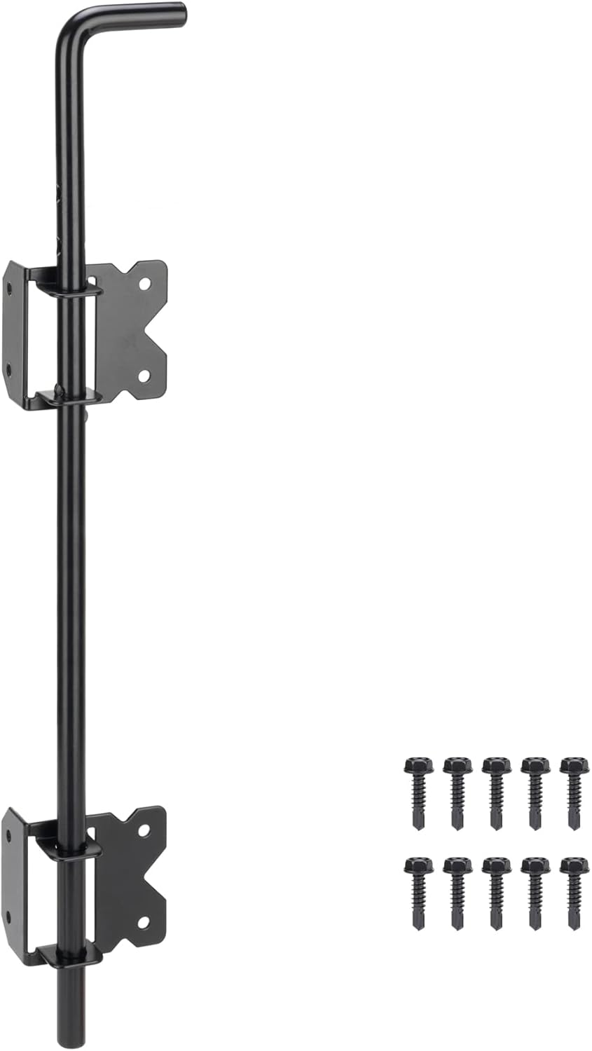 HILLMASTER Upgrade 24" Heavy Duty Cane Bolt Gate Drop Rod for Wood Fence, Steel Drop Bolts Cane