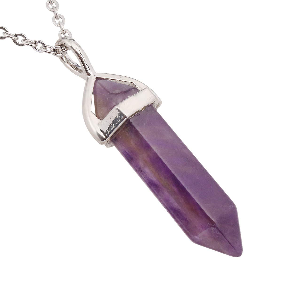Collier hexagonal mookaitedecor en pierre de cristal pointu avec pendentif prisme - 7