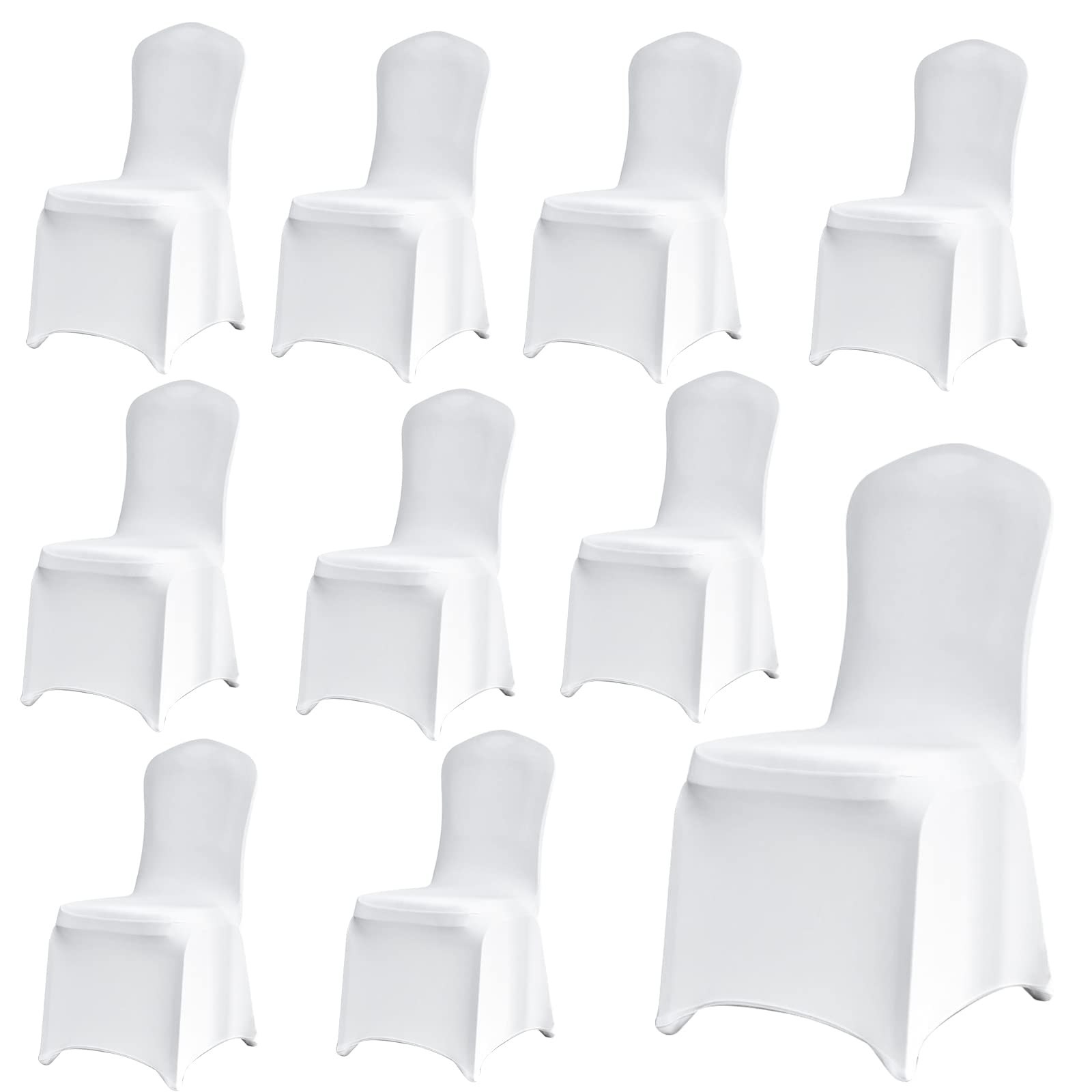 Tigerkinwit Fundas Sillas de Comedor 10 Pieza Fundas Elásticas Chair Covers Lavables Cubiertas Sillas Bodas Evento Decoración para Comedor Hotel Banquete de Boda Celebraciones Decoración(Blanco)