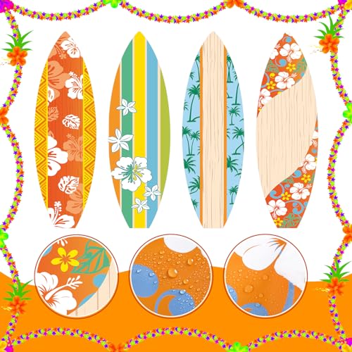 Motiskyy 4 Pcs Summer Giant Surfboards Bulletin Board Display Set 47 x 13 Inch Surfing Bulletin Board Cutouts Tropical Graphics Surfboard Sign for School Classroom Surf Party Decorations