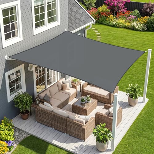Sunnylaxx 5x5m Sonnensegel Quadrat, Wasserdicht Sonnenschutz Sunsegel Color Anthrazit, 95% UV-Schutz,für Außenbereich,Garten