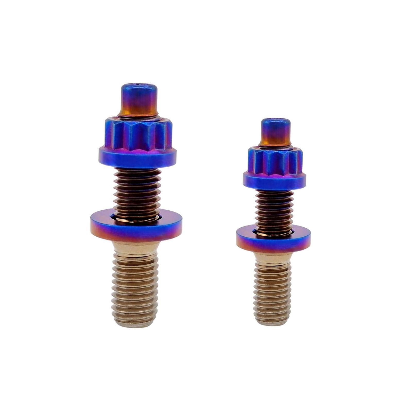 RISON-Titanium 6 Set Titan Auspuffkrümmer Stehbolzen Kit M8x1.25x65mm, GR5 Titan Ansaugung Auspuff Bolzen und Muttern Kit, Krümmerstehbolzen passend für Ford, Honda (Gebrannt Blau)