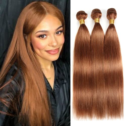 Light Brown Straight Weave Bundles Color #30 Human...