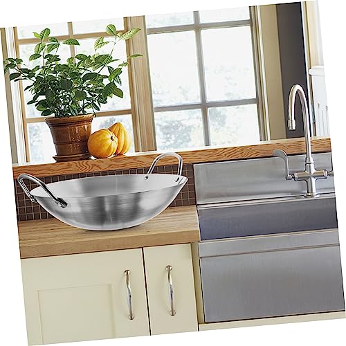 Wok de acero inoxidable con doble asa para cocina miniatura 4