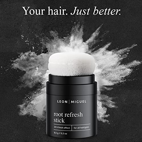Foto von LEON MIGUEL Trockenshampoo Puder im Handtaschenformat gegen fettende Ansätze | Volumen Puder für mehr Frische und Volumen | Veganes Dry Shampoo mit 24h Fresh Effect - root refresh stick