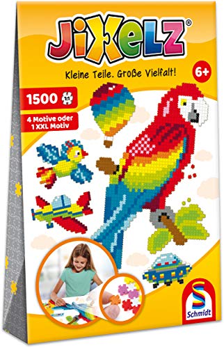 Schmidt Spiele 46138 Jixelz, Alles, was fliegt, 1500 Teile, 5 Motive, Kinder-Bastelsets, Kinderpuzzle, bunt