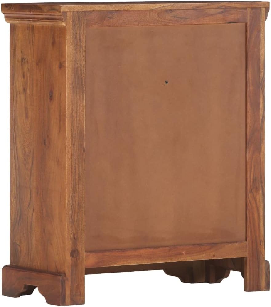 Solid Acacia Wood Sideboard with Iron Frame, Natural Brown Medium Sideboard with 2 Drawers and 2 Doors for Dining Room Storage, Rustic Furniture for Living Area, Durable