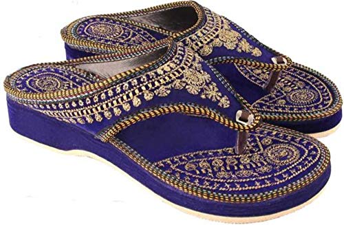 COVOZO Punjabi/Jaipuri Designer Juti/Mojari/Sandal/Gola Chappal for Women  Girls Blue : Amazon.in: Fashion