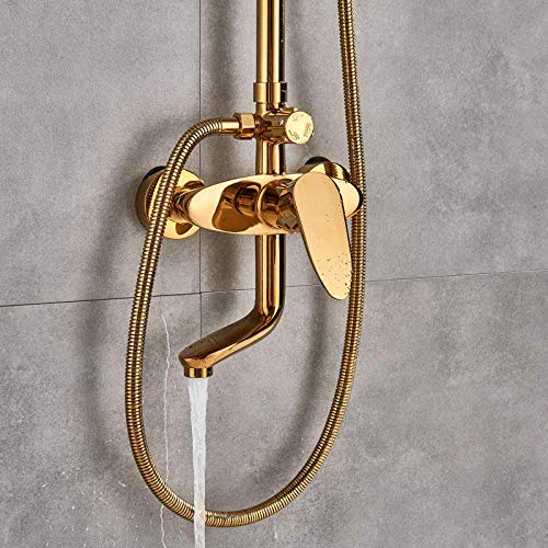 Mitigeur de douche de luxe doré 8 robinets avec douche à main