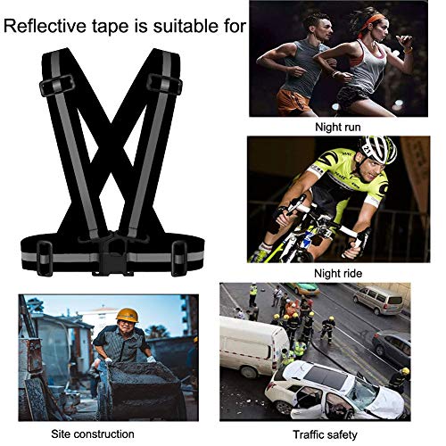 Maotrade 1 Stück Warnweste Fahrad Hohe Sichtbarkeit und 2 Stück Reflektorband mit Klettverschluss Verstellbar Reflektorweste für Damen Herren Kinder Erwachsene Joggen Laufen Motorrad