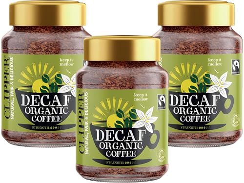Clipper Organic Decaf Instant Coffee 100g | Fairtrade & CODecaffeinated Arabica | Medium Roast CaffeineFree Coffee Granules | Vegan Natural Instant Decaf Coffee| (Pack of 3) from SuperfoodUK