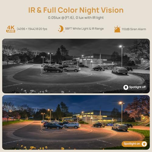 Image of PANOEAGLE 4K Dual-Lens PoE Security Camera with 180 Panoramic View,Outdoor 8MP IP Turret Camera w /Human /Vehicle Detection,98ft Full Color /IR Night Vision,2-Way Talk,SD Slot(512GB),IP67,NDAA Complaint