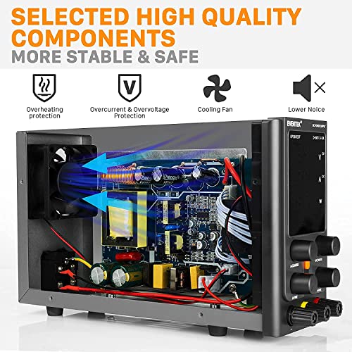 DC Power Supply Variable Eventek 60V 5A Adjustable Switching DC Regulated Bench Power Supply with 4-Digits LED Display, USB Interface, Alligator Cord/Test Lines