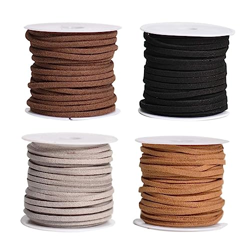ARTIBETTER 4pcs Deerskin Ropes Stretchy String for Bracelet Making Satin Cord Lanyard String Beading Thread Colors