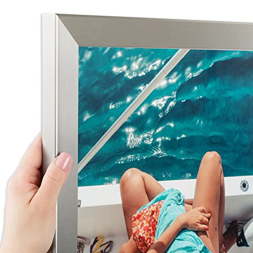 ArtToFrames 5x7 Inch Silver Picture Frame, This 1.2500 Inch Custom Poster Frame is Stainless Steel - Comes with Glass and Corrugated Backing (WOMFRBW26966-5x7)