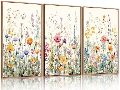 Amazon.com: FWIEXA Wildflower Pictures Wall Decor, 3 Piece Floral ...