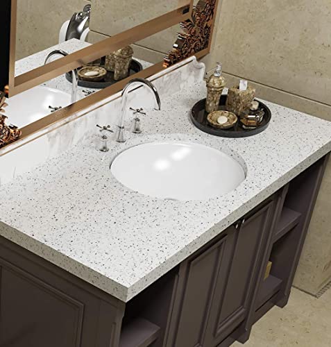 Terrazzo Contact Paper For Countertops Waterproof Kitchen Countertop Peel And Stick Marble Wallpaper Vinyl Self Adhesive White Granite Countertop Contact Paper For Cabinets Drawers Desk 15.7X80" #TOP6