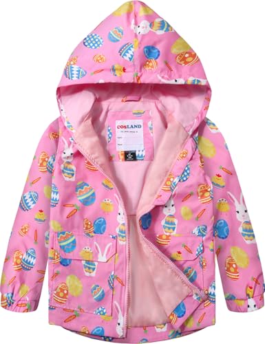 Image of COSLAND Toddler Boys Girls Rain Jacket Waterproof Hooded Raincoat, 2-5T