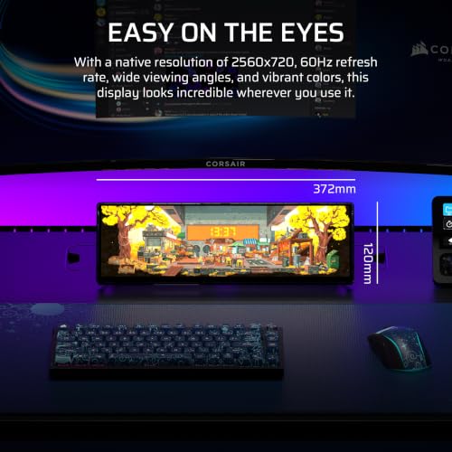 Image of Corsair XENEON Edge 14.5 inch 2K Portable LCD HDMI USB C Touchscreen - Smoke | 2560 x 720, 60Hz, AHVA, USB C DP Alt Mode, Internal and External Mounting, 5-Point Multi-Touch, iCUE, for Windows PC