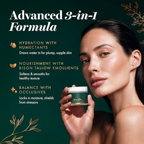 Divine Earth Skincare for Moms Bison Tallow Face Cream with Bakuchiol & Hyaluronic Acid, Anti Aging Moisturizer for Women, Fragrance Free, Retinol Alternative, Grass Fed, Ancestral Beauty