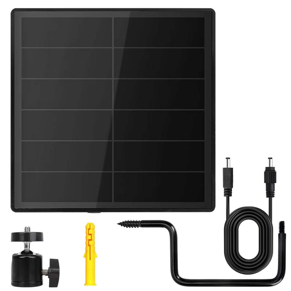 UDSKNV[KSL D5 5W Solar Panel for Security Camera Doorbell IP66 Waterproof Battery Charger with DC 5.5x2.1 Port