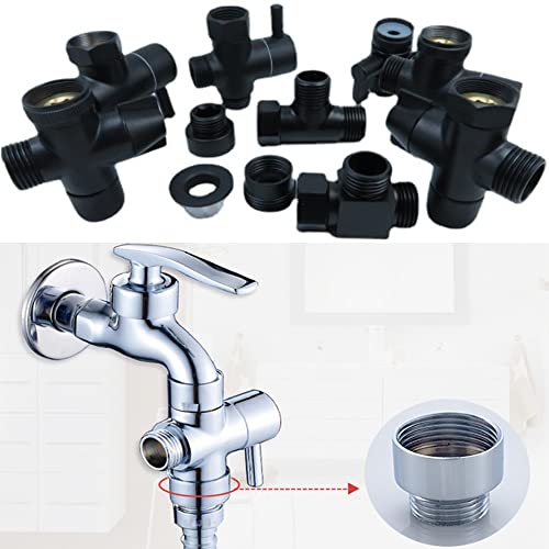Conector de rosca de manguera para jardín y lavadora en negro 6