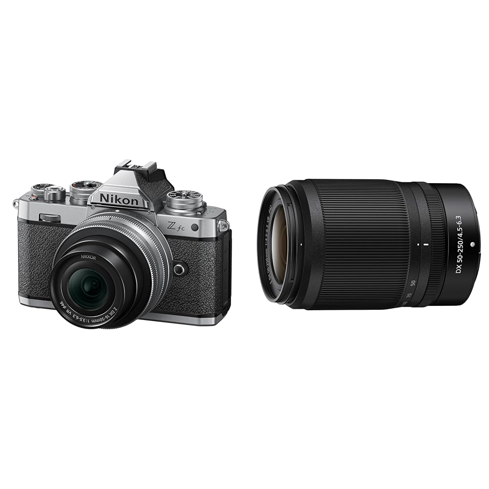 NikonZ fc Kit w/DX 16-50mm f/3.5-6.3 VR (SL),Black & NIKKOR Z DX 50-250mm f/4.5-6.3 VR Mirrorless Camera Lens () JMA707DA