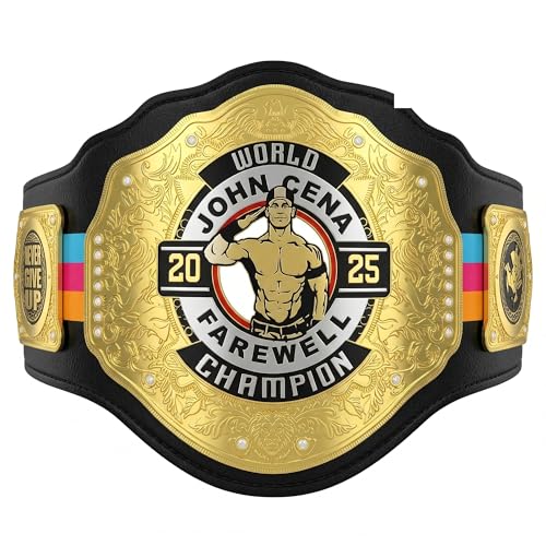 WELL PERFORM Kids World Champion Belt Gold Edition Wrestling Belts | Adjustable Strap Custom Championship Trophy Belt (Custom 2023 John Cena Kids)