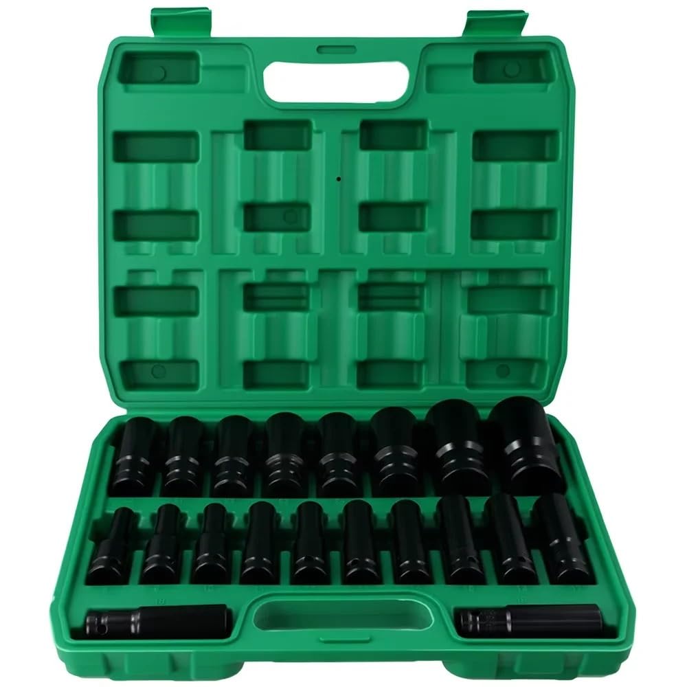 Zestaw nasadek 1/2" Głębokie nasadki metryczne 8–32 mm Stalowy klucz sześciokątny Nasadka udarowa Zestaw przedłużek